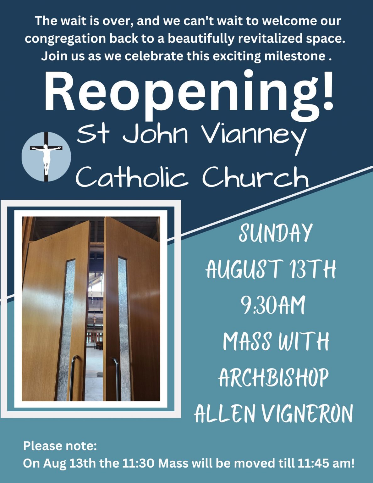 REOPENING MASS St. John Vianney Catholic Church
