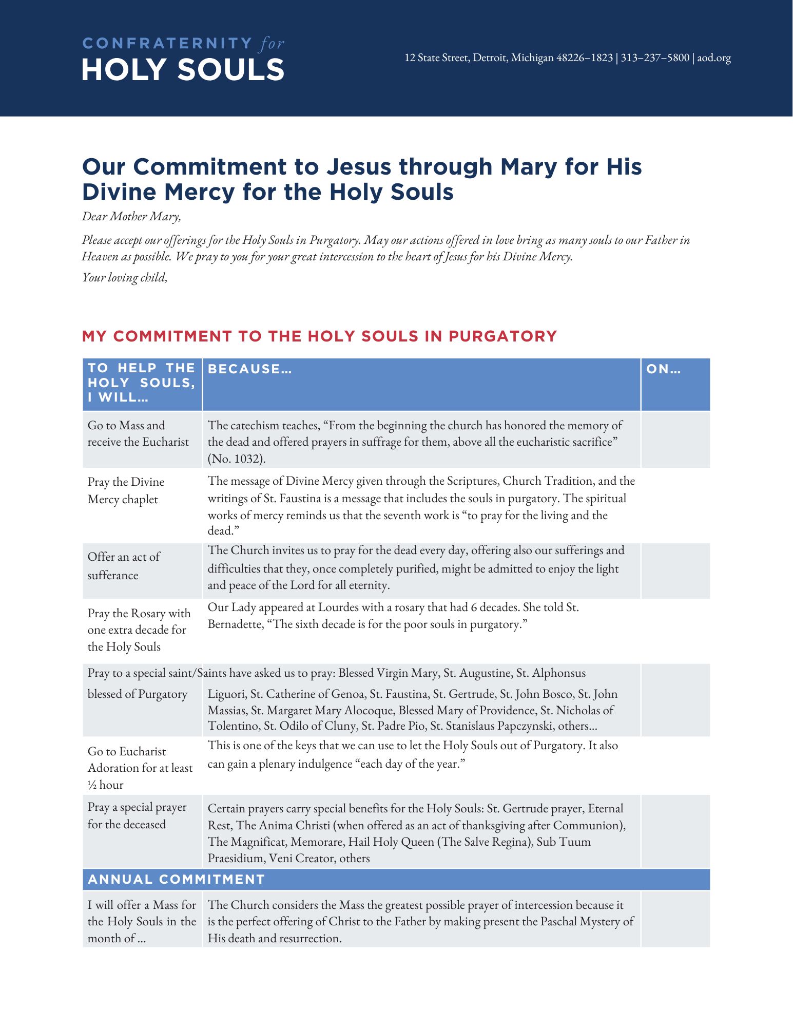 Confraternity for Holy Souls – St. John Vianney Catholic Church